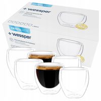 2 x Szklanki Termiczne 80ml Do Kawy Napojów Espresso 6 Sztuk Podwójna Ścian