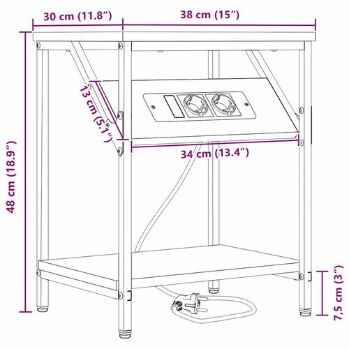 Szafka Nocna Czarny dąb 38 x 30 x 48 cm Materiał drewnopochodny na Arena.pl