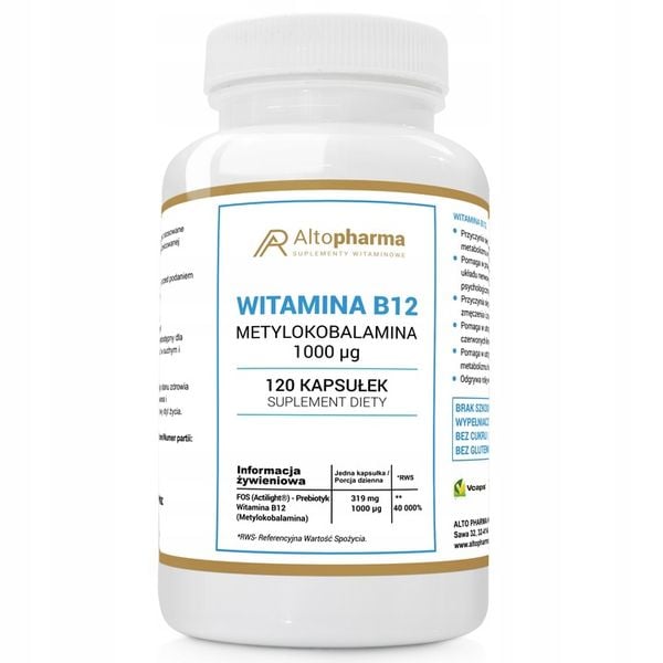 WITAMINA B12 METYLOKOBOLAMINA 1000µg WEGE 2x120kap zdjęcie 6