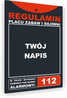 Tabliczka znak informacyjny 20x15 Antracyt REGULAMIN SIŁOWNI Nierdzewna