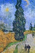 Plakat 40x60cm  Droga z Cyprysem i Gwiazdą, Van Gogh Vintage