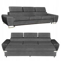 Sofa kanapa 3 os rozkładana z f. spania Bosso Family meble szary welur