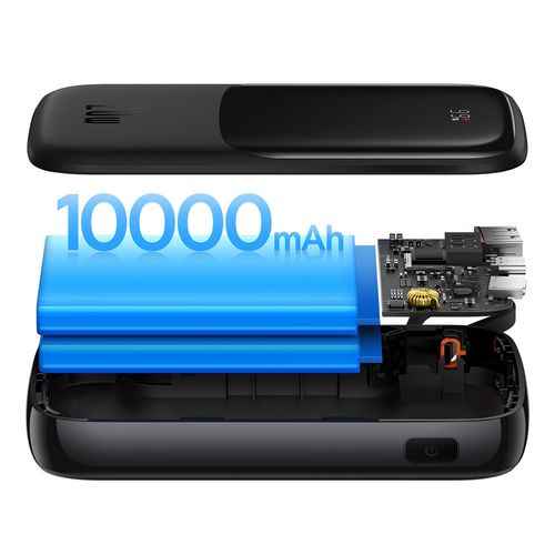 Powerbank 10000mAh USB USB-C iPhone Lightning + kabel USB-C - czarny na Arena.pl