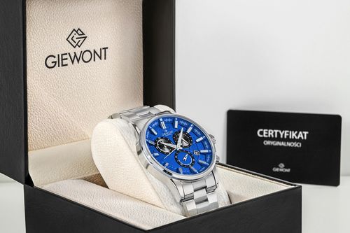zegarek męski giewont chronograph sapphire srebrno niebieski gw4580-b3 na Arena.pl