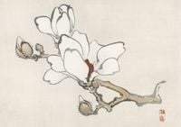 Plakat 42x29,7cm Magnolia, Kōno Bairei Japoński Vintage do Salonu