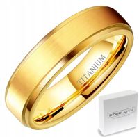 Złota 18k Obrączka z Tytany Matowa + Fazowane Krawędzie (6 mm)