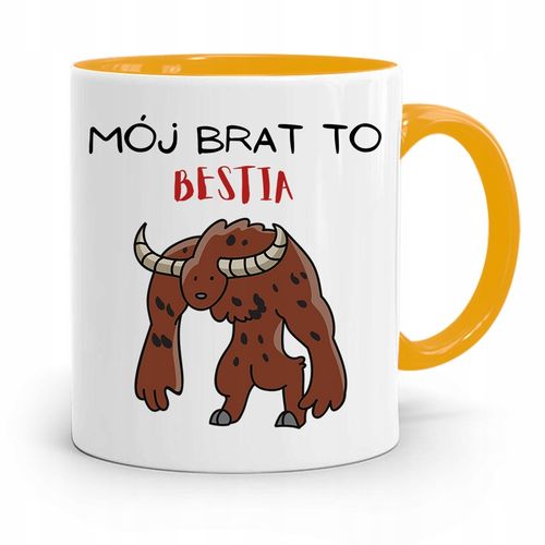 Kubek Żółty Prezent Dla Brata Mój Brat To Bestia Z Nadrukiem Ze Zdjęciem na Arena.pl