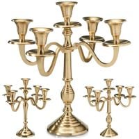 Świecznik Kandelabr Złoty Metalowy Stojak 5-ramienny na Świeczki Stół