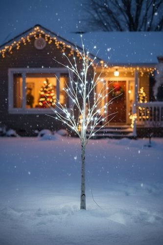 Drzewko Świąteczne Ozdobne Świecące LED BRZOZA 150 cm Lampki Białe Zimne na Arena.pl