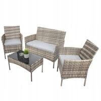 ZESTAW MEBLI OGRODOWYCH WYPOCZYNKOWY TECHNORATTAN SOFA FOTELE STOLIK KAWOWY