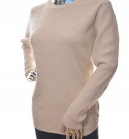 Modny damski sweter z błyszczącą nitką L / XL beż