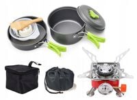 ZESTAW TURYSTYCZNY KUCHENKA GAZOWA GARNKI PATELNIA
