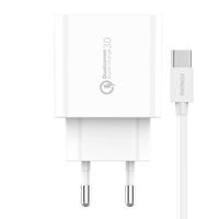 ładowarka sieciowa foneng eu46 18w, 1xusb, qc 3.0 + kabel usb typ c