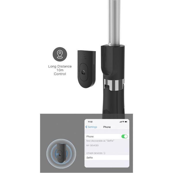 tech-protect l01s bluetooth selfie stick tripod black zdjęcie 8