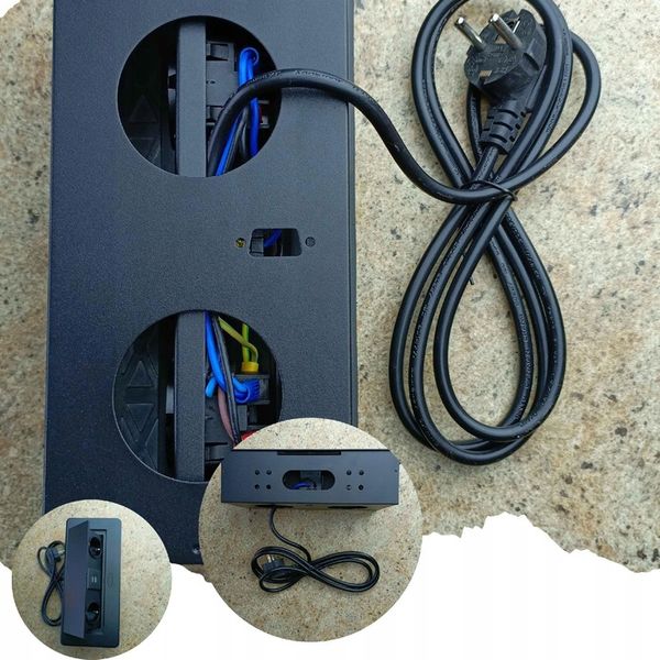 GNIAZDO CHOWANE W BLAT NABLATOWE + 2 USB CZARNE zdjęcie 8