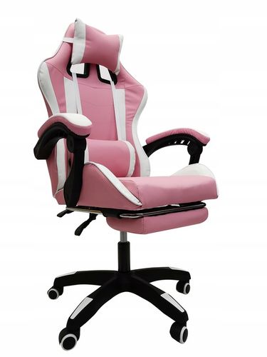 FOTEL GAMINGOWY GRACZA BIUROWY KOMPUTEROWY MASAŻ PODNÓŻEK KG104 RÓŻOWY na Arena.pl