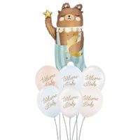 Zestaw balonów na powitanie dziecka z misiem, niebieski