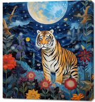 Obraz 90x100cm Tygrys w Ogrodzie Gwiazd