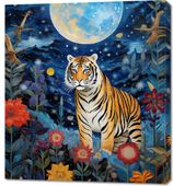 Obraz 90x100cm Tygrys w Ogrodzie Gwiazd