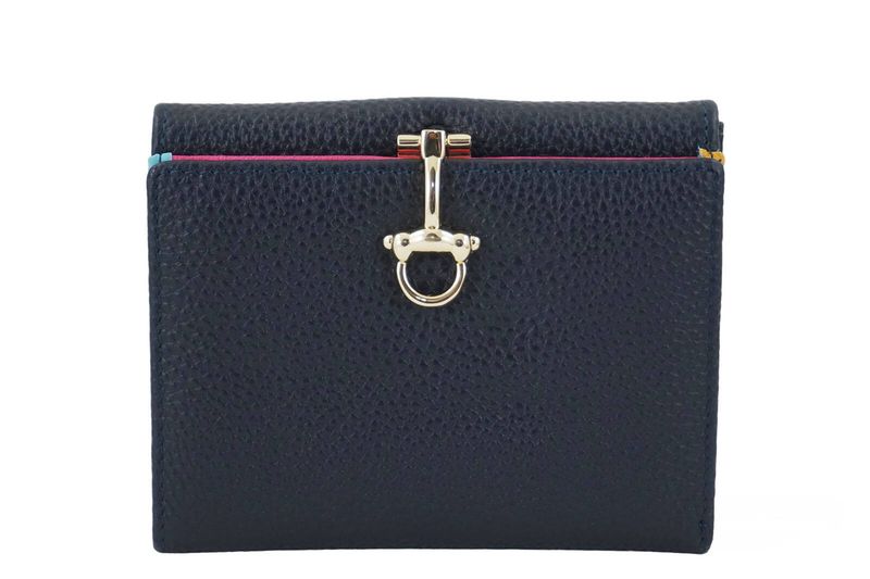 Elegancki portfel ze złotym zapięciem - Granatowy zdjęcie 1