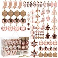 Bombki choinkowe 77 szt. rose gold zestaw choinkowy