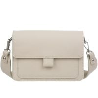 VERA PELLE torebka skórzana listonoszka z szerokim paskiem V721 kremowa