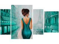 OBRAZ PARIS WALK WIEŻA EIFFA KOBIETA KOLORY