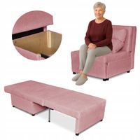 Fotel rozkładany funkcja spania KIMO pojemnik na pościel c róż