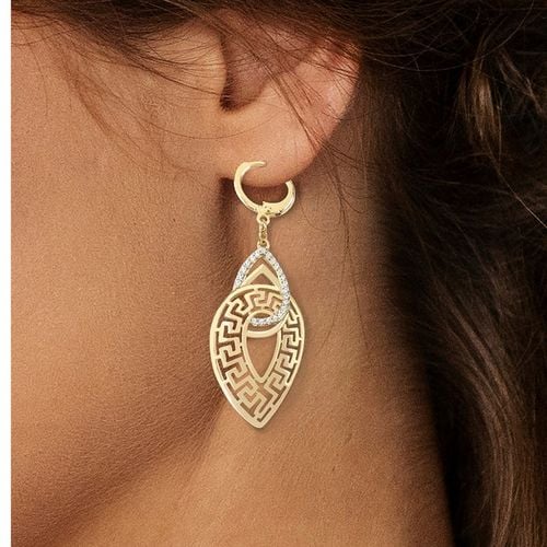 BIŻUTERIA ZE STALI CHIRURGICZNEJ, POZŁACANE KOLCZYKI WISZĄCE Z CYRKONIAMI na Arena.pl