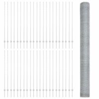 Ogrodzenie z słupkami Srebrny 1.5 x 100 m Stal