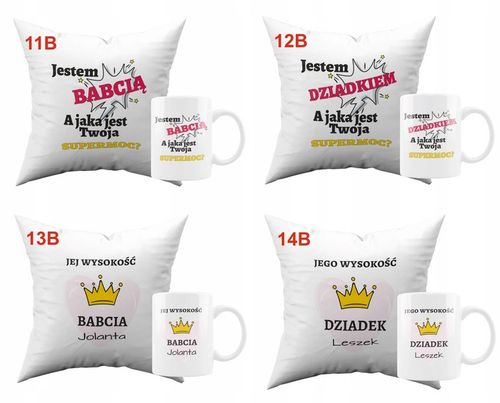 PREZENT NA DZIEŃ BABCI I DZIADKA ZESTAW PODUSZEK KUBKÓW 2SZT. na Arena.pl