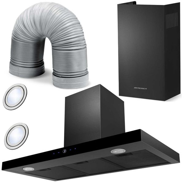 Okap kuchenny 90 cm Czarny Berdsen BT-218 zdjęcie 1