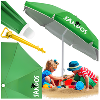 Parasol plażowy ogrodowy z powłoką zielony + kotwa