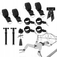 ZESTAW BONDAGE UPRZĄŻ MOCOWANA DO ŁÓŻKA + PASY Z KAJDANKAMI NA RĘCE I NOGI