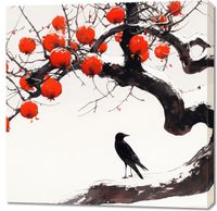 Obraz 90x90cm Kruk przy Drzewie