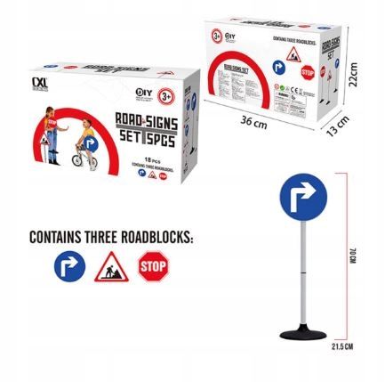 Znaki drogowe zestaw 3 sztuk wysokość 70cm znak drogowy na Arena.pl