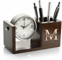 GRAWER Przybornik na biurko z zegarkiem personalizacja prezent inicjał imię