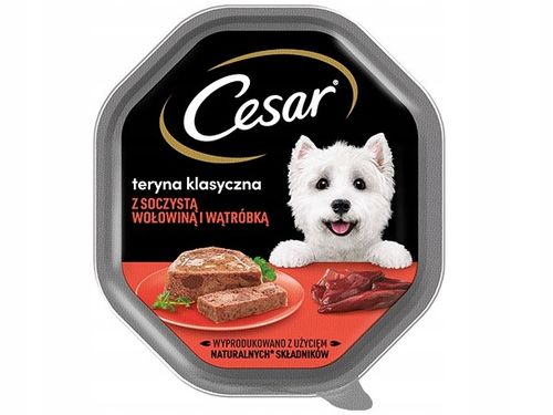 CESAR mokra karma dla psa wołowina i wątróbka w terynie tacka 14 x 150 g na Arena.pl