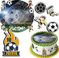 ZESTAW OPŁATEK NA TORT 20CM + 17 POSTACI - PIŁKA NOŻNA + IMIĘ 15CM 18CM