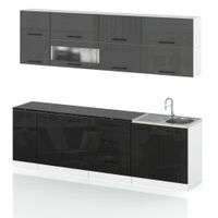 Meble Kuchenne Nowoczesne Kuchnia Robo Lux Modułowa Szary Czarny Połysk