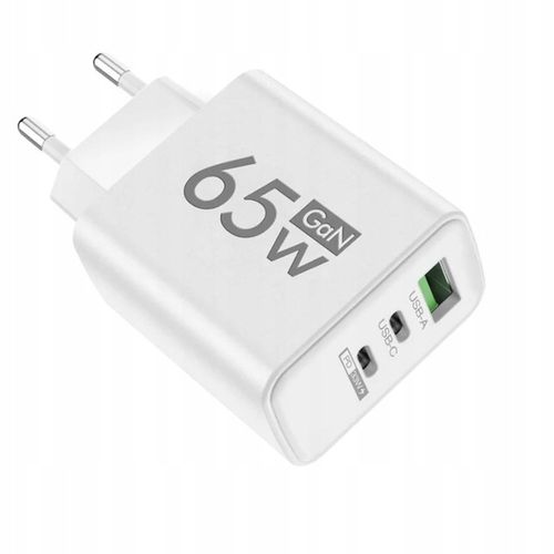 SZYBKA ŁADOWARKA SZYBKIE ŁADOWANIE TELEFONU 65W GaN 2xUSB-C 1xUSB-A HIT na Arena.pl