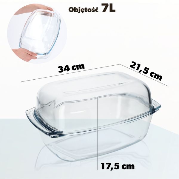 NACZYNIE ŻAROODPORNE Z POKRYWĄ SZKLANE 7 L zdjęcie 5