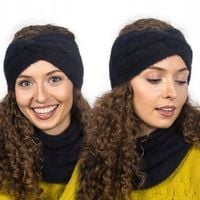 ALPAKA Czarna Opaska na głowę Damska Opaska na uszy Ciepła Piękna