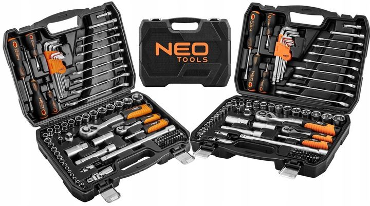 NEO Klucze nasadowe 1/4' 1/2' zestaw 100 szt. 10-206 TORX NASADKI WALIZKA zdjęcie 1