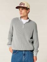 Hollister Dark Grey Long Sleeve Boxy Half Zip Jumper S