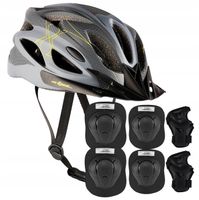 NILS Regulowany Kask Rowerowy Z Daszkiem In-mold + Zestaw Ochraniaczy M