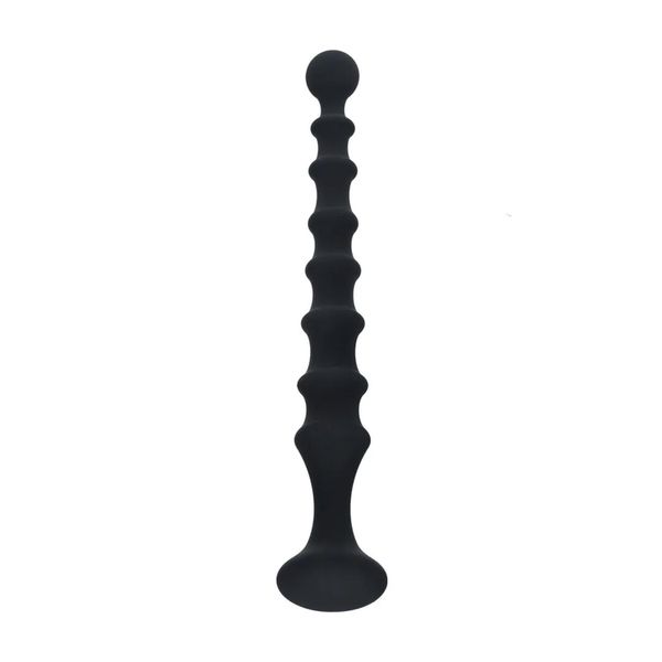 Ribbed Silicone Flared Anal Probe - Black zdjęcie 1