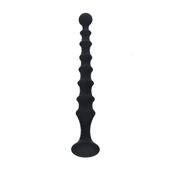 Ribbed Silicone Flared Anal Probe - Black