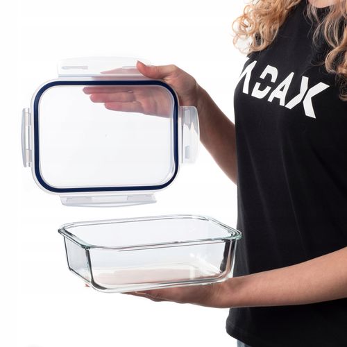 KADAX Szklany Pojemnik Na Żywność 1520ml Z Pokrywką Śniadaniówka na Arena.pl