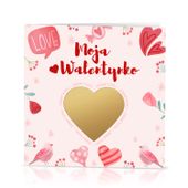 Kartka Walentynkowa ZDRAPKA WALENTYNKI prezent dla niej + czerwona koperta
